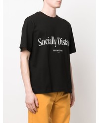 schwarzes und weißes bedrucktes T-Shirt mit einem Rundhalsausschnitt von Ih Nom Uh Nit