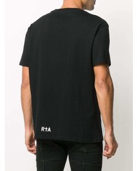 schwarzes und weißes bedrucktes T-Shirt mit einem Rundhalsausschnitt von RtA