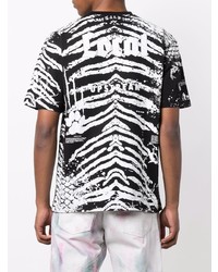 schwarzes und weißes bedrucktes T-Shirt mit einem Rundhalsausschnitt von Mauna Kea