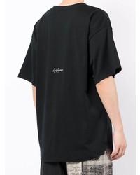 schwarzes und weißes bedrucktes T-Shirt mit einem Rundhalsausschnitt von Yohji Yamamoto