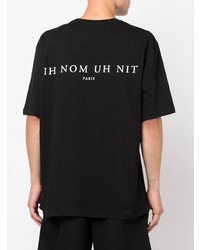 schwarzes und weißes bedrucktes T-Shirt mit einem Rundhalsausschnitt von Ih Nom Uh Nit