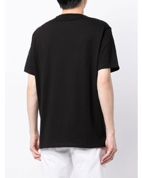 schwarzes und weißes bedrucktes T-Shirt mit einem Rundhalsausschnitt von Armani Exchange