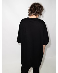 schwarzes und weißes bedrucktes T-Shirt mit einem Rundhalsausschnitt von Yohji Yamamoto