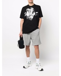 schwarzes und weißes bedrucktes T-Shirt mit einem Rundhalsausschnitt von DSQUARED2