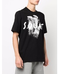 schwarzes und weißes bedrucktes T-Shirt mit einem Rundhalsausschnitt von DSQUARED2