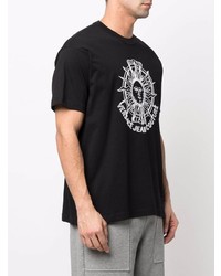 schwarzes und weißes bedrucktes T-Shirt mit einem Rundhalsausschnitt von VERSACE JEANS COUTURE