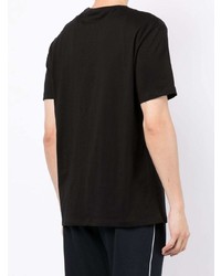 schwarzes und weißes bedrucktes T-Shirt mit einem Rundhalsausschnitt von Armani Exchange