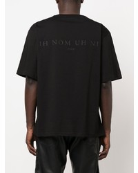 schwarzes und weißes bedrucktes T-Shirt mit einem Rundhalsausschnitt von Ih Nom Uh Nit