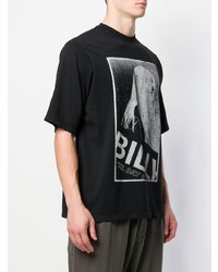 schwarzes und weißes bedrucktes T-Shirt mit einem Rundhalsausschnitt von Billy Los Angeles