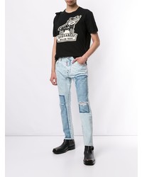 schwarzes und weißes bedrucktes T-Shirt mit einem Rundhalsausschnitt von DSQUARED2