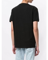 schwarzes und weißes bedrucktes T-Shirt mit einem Rundhalsausschnitt von DSQUARED2