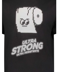 schwarzes und weißes bedrucktes T-Shirt mit einem Rundhalsausschnitt von Mostly Heard Rarely Seen 8-Bit