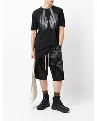 schwarzes und weißes bedrucktes T-Shirt mit einem Rundhalsausschnitt von 11 By Boris Bidjan Saberi