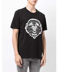 schwarzes und weißes bedrucktes T-Shirt mit einem Rundhalsausschnitt von True Religion