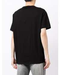 schwarzes und weißes bedrucktes T-Shirt mit einem Rundhalsausschnitt von Armani Exchange