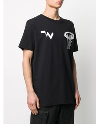 schwarzes und weißes bedrucktes T-Shirt mit einem Rundhalsausschnitt von Off-White