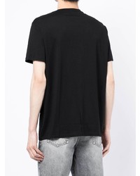 schwarzes und weißes bedrucktes T-Shirt mit einem Rundhalsausschnitt von Armani Exchange