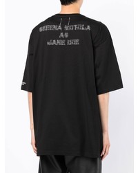 schwarzes und weißes bedrucktes T-Shirt mit einem Rundhalsausschnitt von Takahiromiyashita The Soloist