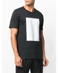 schwarzes und weißes bedrucktes T-Shirt mit einem Rundhalsausschnitt von Maison Margiela