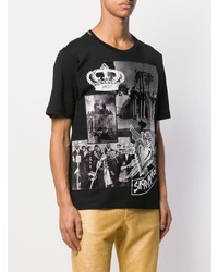 schwarzes und weißes bedrucktes T-Shirt mit einem Rundhalsausschnitt von Dolce & Gabbana