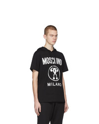 schwarzes und weißes bedrucktes T-Shirt mit einem Rundhalsausschnitt von Moschino