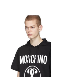 schwarzes und weißes bedrucktes T-Shirt mit einem Rundhalsausschnitt von Moschino