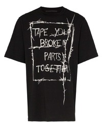 schwarzes und weißes bedrucktes T-Shirt mit einem Rundhalsausschnitt von Haider Ackermann