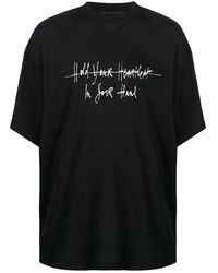 schwarzes und weißes bedrucktes T-Shirt mit einem Rundhalsausschnitt von Haider Ackermann