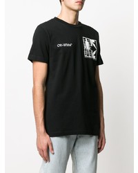 schwarzes und weißes bedrucktes T-Shirt mit einem Rundhalsausschnitt von Off-White