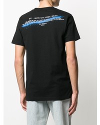 schwarzes und weißes bedrucktes T-Shirt mit einem Rundhalsausschnitt von Off-White