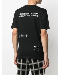 schwarzes und weißes bedrucktes T-Shirt mit einem Rundhalsausschnitt von 032c