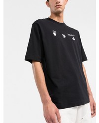 schwarzes und weißes bedrucktes T-Shirt mit einem Rundhalsausschnitt von Off-White