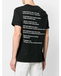schwarzes und weißes bedrucktes T-Shirt mit einem Rundhalsausschnitt von House of Holland