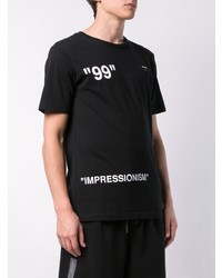 schwarzes und weißes bedrucktes T-Shirt mit einem Rundhalsausschnitt von Off-White