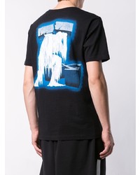 schwarzes und weißes bedrucktes T-Shirt mit einem Rundhalsausschnitt von Off-White