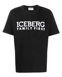 schwarzes und weißes bedrucktes T-Shirt mit einem Rundhalsausschnitt von Iceberg