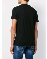 schwarzes und weißes bedrucktes T-Shirt mit einem Rundhalsausschnitt von DSQUARED2