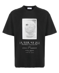 schwarzes und weißes bedrucktes T-Shirt mit einem Rundhalsausschnitt von Ih Nom Uh Nit