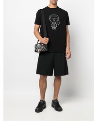 schwarzes und weißes bedrucktes T-Shirt mit einem Rundhalsausschnitt von Karl Lagerfeld