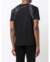 schwarzes und weißes bedrucktes T-Shirt mit einem Rundhalsausschnitt von Alexander McQueen