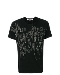 schwarzes und weißes bedrucktes T-Shirt mit einem Rundhalsausschnitt von Individual Sentiments