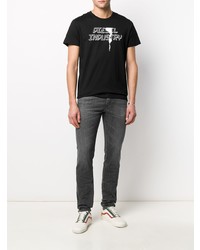 schwarzes und weißes bedrucktes T-Shirt mit einem Rundhalsausschnitt von Diesel