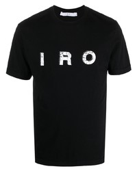 schwarzes und weißes bedrucktes T-Shirt mit einem Rundhalsausschnitt von IRO