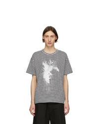 schwarzes und weißes bedrucktes T-Shirt mit einem Rundhalsausschnitt von Isabel Benenato