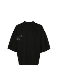 schwarzes und weißes bedrucktes T-Shirt mit einem Rundhalsausschnitt von Isabel Benenato