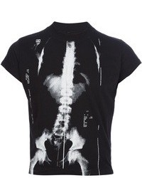 schwarzes und weißes bedrucktes T-Shirt mit einem Rundhalsausschnitt von Jean Paul Gaultier