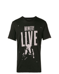 schwarzes und weißes bedrucktes T-Shirt mit einem Rundhalsausschnitt von John Varvatos