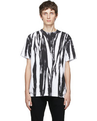 schwarzes und weißes bedrucktes T-Shirt mit einem Rundhalsausschnitt von Johnlawrencesullivan