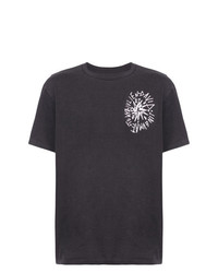 schwarzes und weißes bedrucktes T-Shirt mit einem Rundhalsausschnitt von Julien David