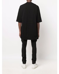 schwarzes und weißes bedrucktes T-Shirt mit einem Rundhalsausschnitt von Rick Owens DRKSHDW